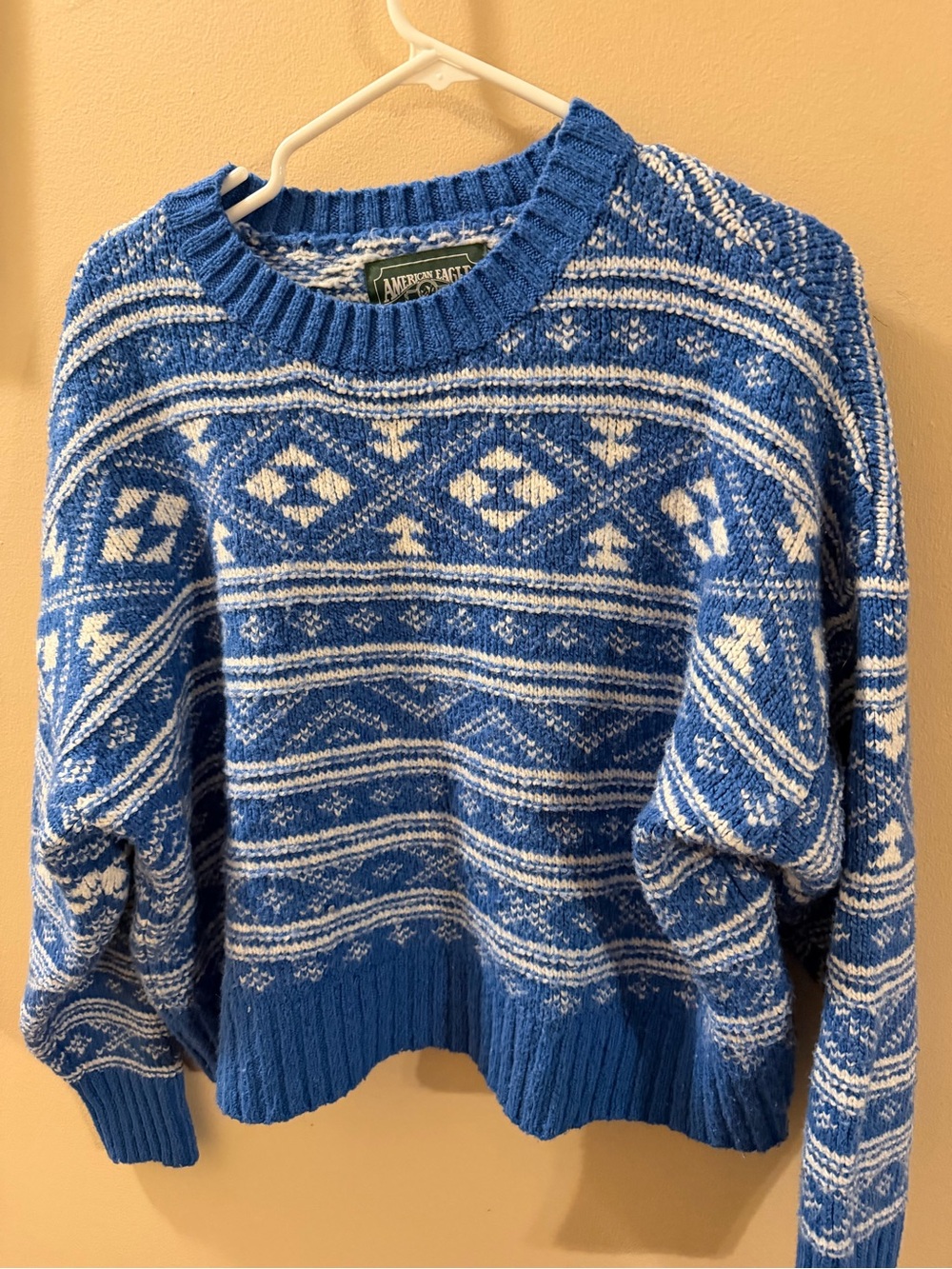 Vintage American Eagle Outfitters Blue Fair Isle Crewneck Sweater size L